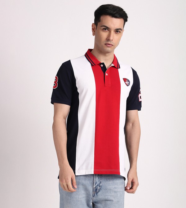 Color Block Short Sleeves Polo T-Shirt