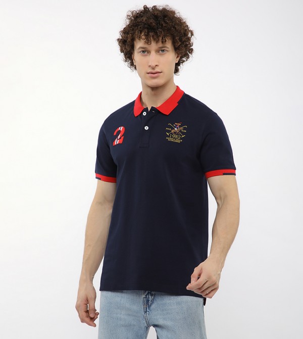 Contrast Tipping Short Sleeves Polo T-Shirt