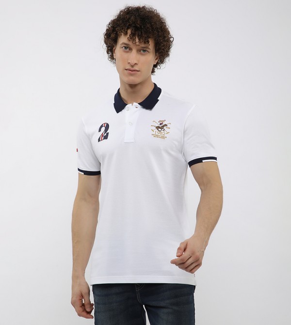 Contrast Tipping Short Sleeves Polo T-Shirt