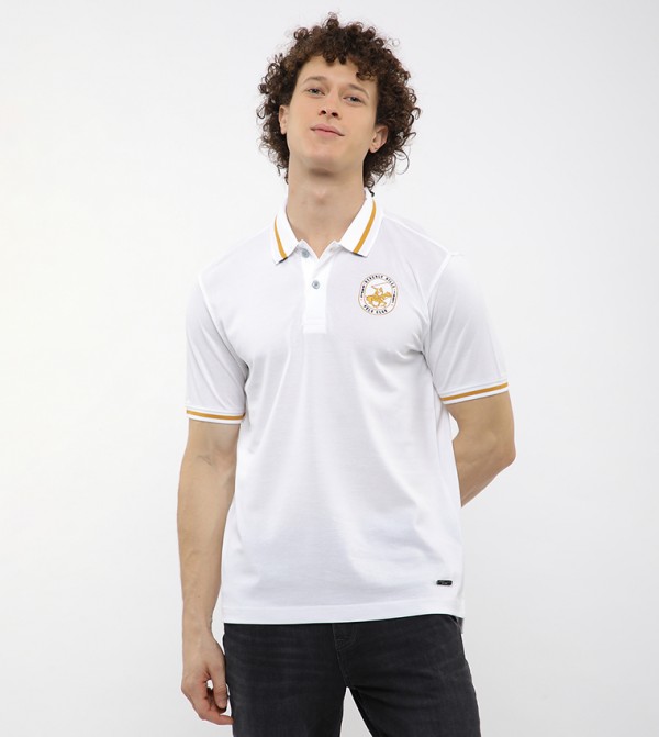 Contrast Tipping Short Sleeves Polo T-Shirt