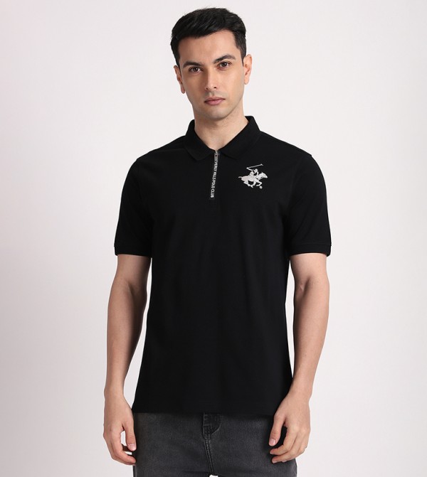 Long Printed Short Sleeves Polo T-Shirt