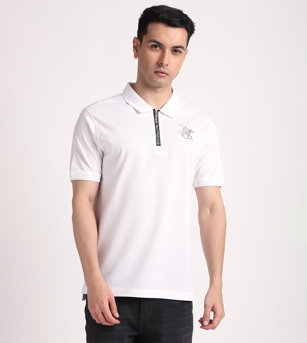 Long Printed Short Sleeves Polo T-Shirt