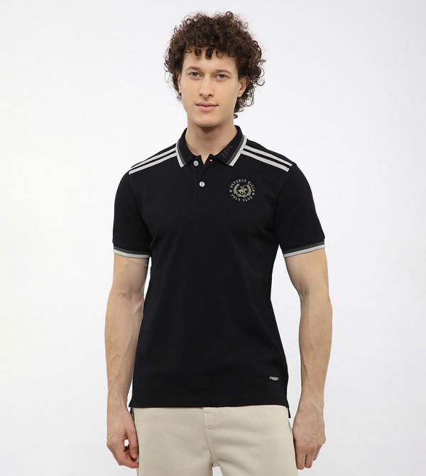 Contrast Tipping Short Sleeves Polo T-Shirt