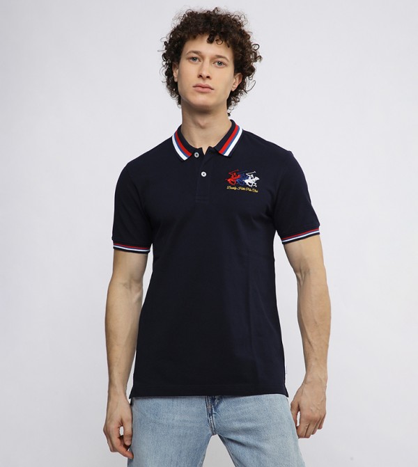 Contrast Tipping Short Sleeves Polo T-Shirt