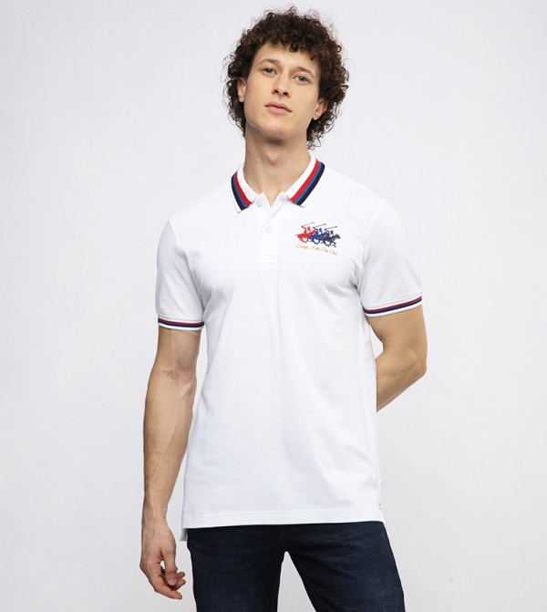 Contrast Tipping Short Sleeves Polo T-Shirt