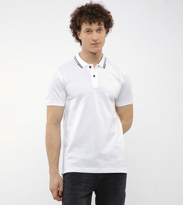 Contrast Tipping Short Sleeves Polo T-Shirt