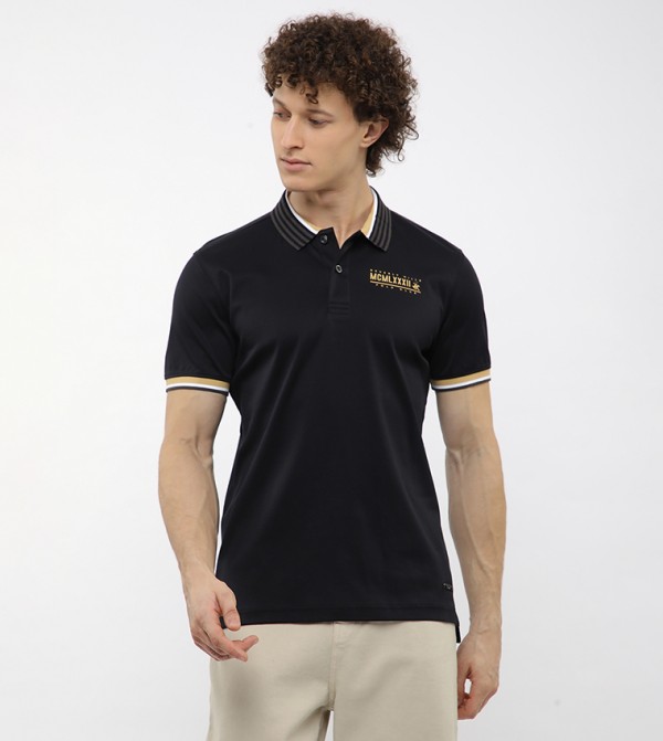 Contrast Tipping Short Sleeves Polo T-Shirt