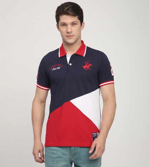 Color Block Short Sleeves Polo T-Shirt