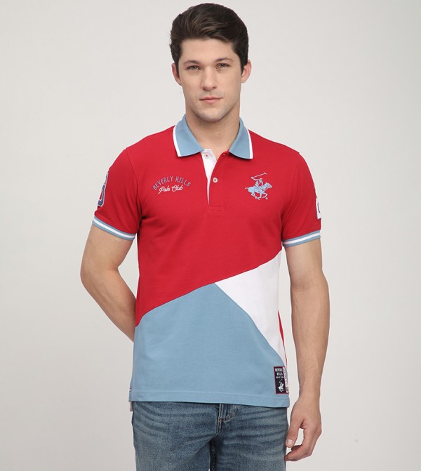 Color Block Short Sleeves Polo T-Shirt