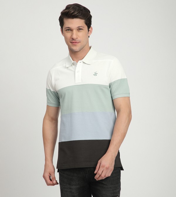 Color Block Short Sleeves Polo T-Shirt