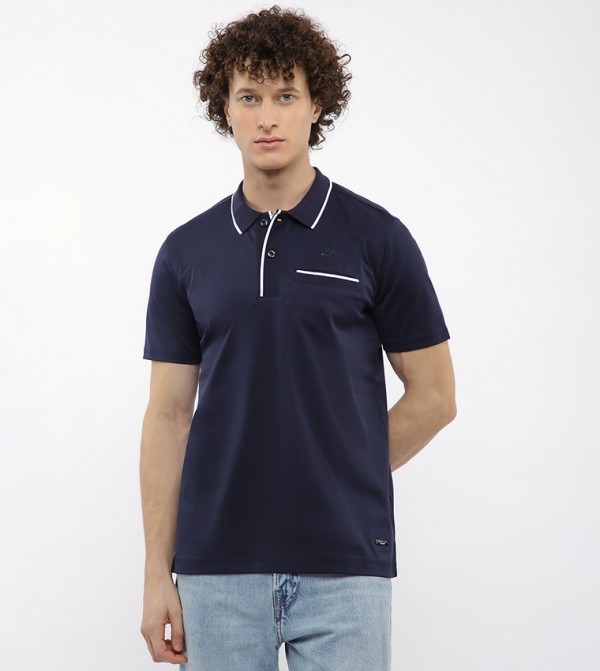 Contrast Tipping Short Sleeves Polo T-Shirt