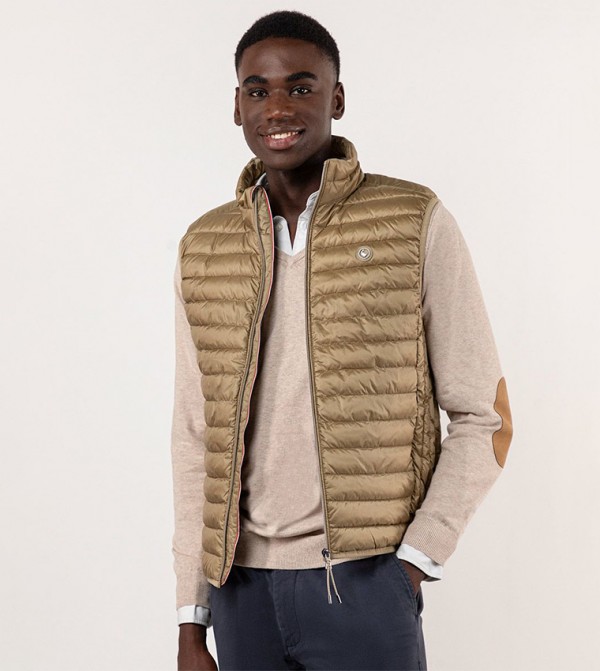 Buy El Ganso Logo Detail Puffer Gilet In Beige | 6thStreet Kuwait