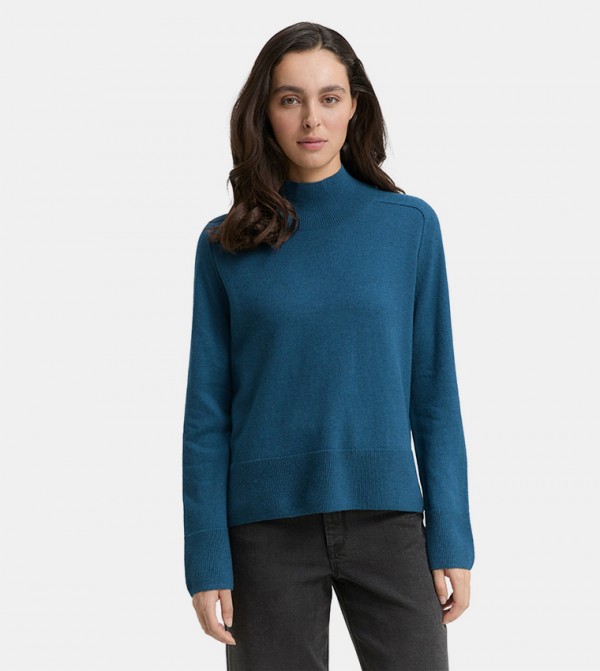Knitted Mock Neck Cashmere Jumper