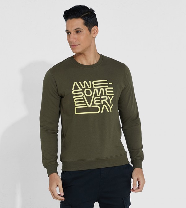 Levis Womens Sweatshirt Crew Neck Long Sleeves Graphic Print Green Siz –  Goodfair