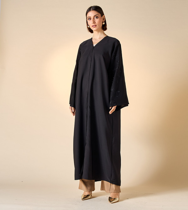 Embroidered Flared Sleeves Abaya with Hijab