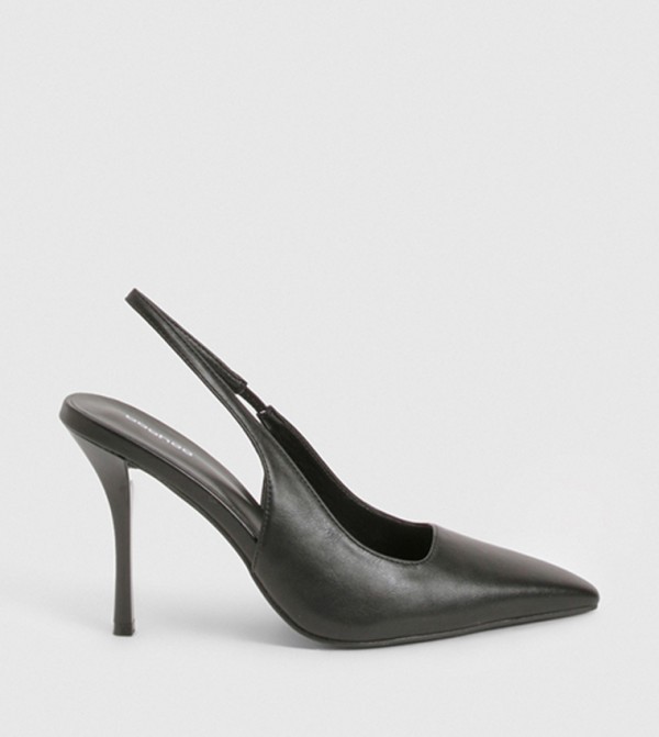 Textured Pointed Toe Slingback Pumps