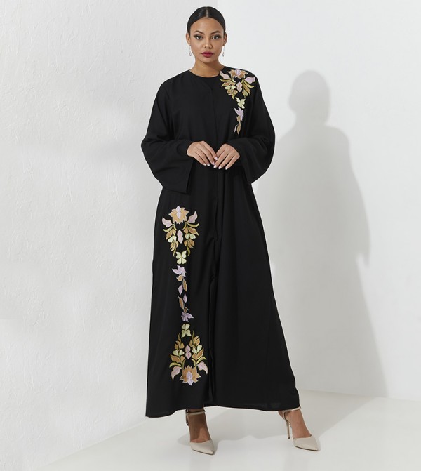 Floral Embroidered Long Sleeves Abaya