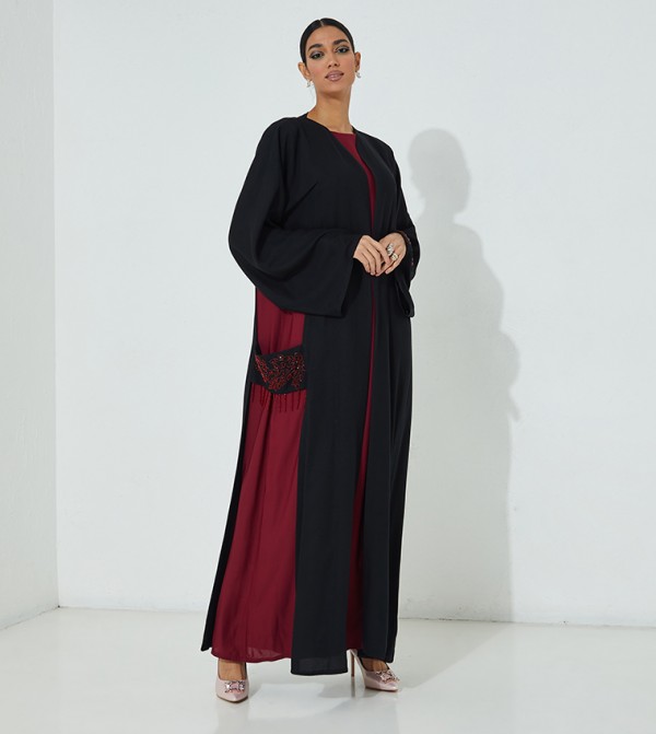 Color Block Asymmetric Abaya
