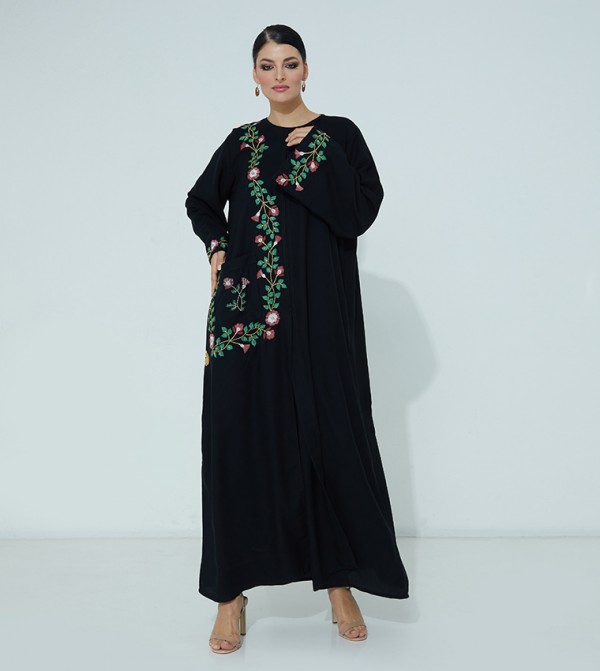 Embroidered Flared Abaya