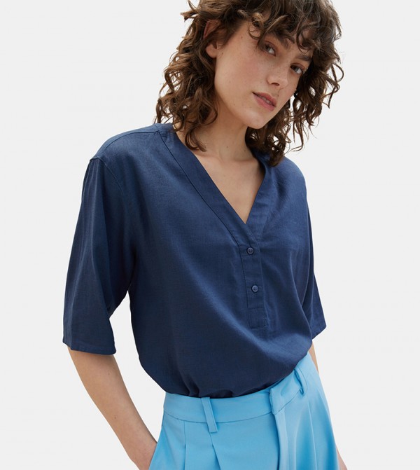 Solid V-Neck Top
