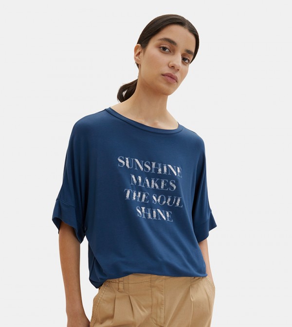 Printed Batwing Sleeves T-Shirt