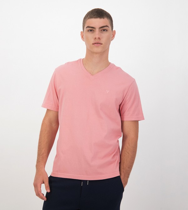 Logo Detail V- Neck T-Shirt