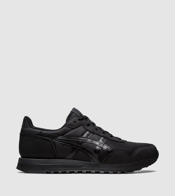 Asics black leather runners top