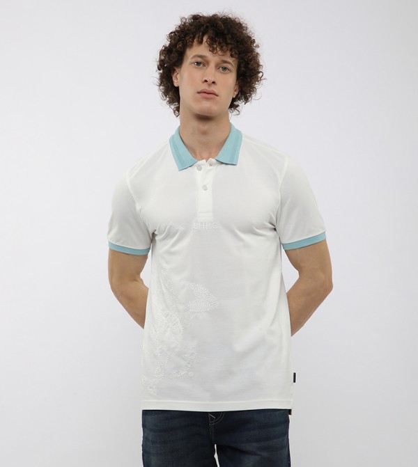 Contrast Tipping Short Sleeves Polo T-Shirt