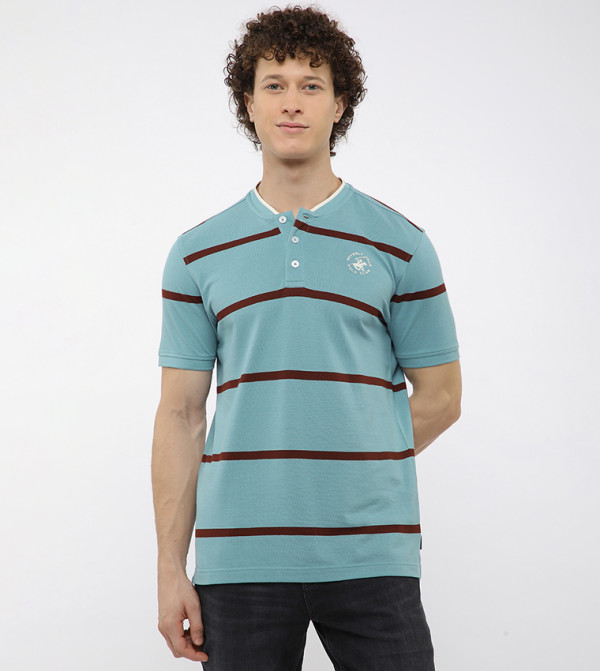 Striped Henley Neck T-Shirt