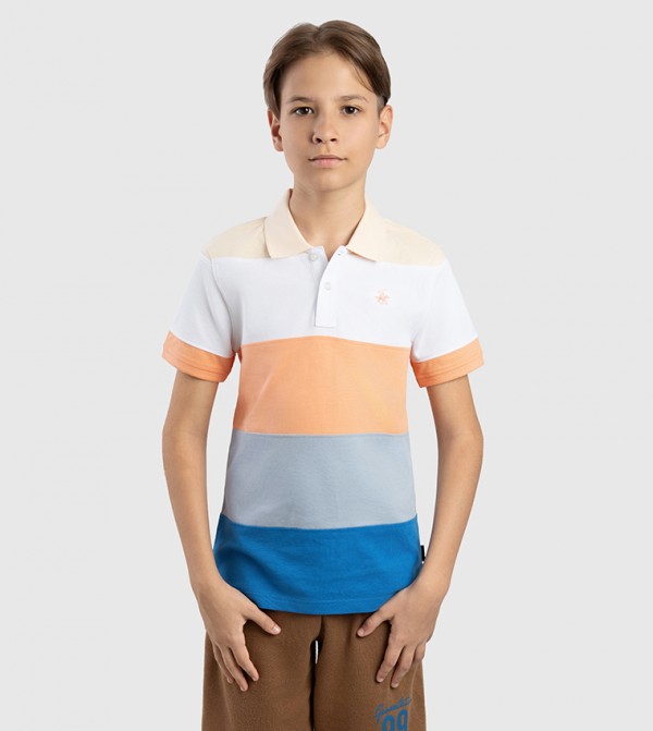 Color Block Short Sleeves Polo T-Shirt