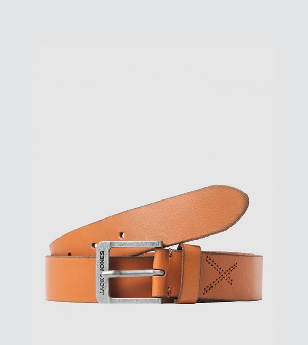 Orange leather outlet belt