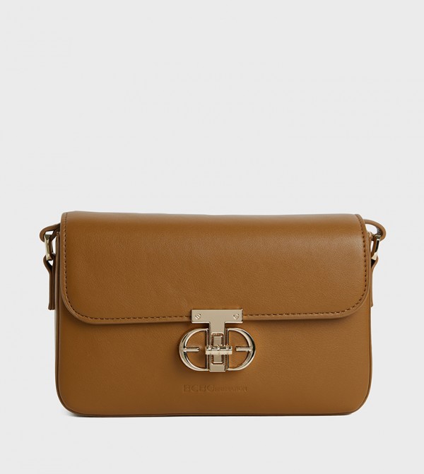 Textured Twist Lock Shoulder Bag