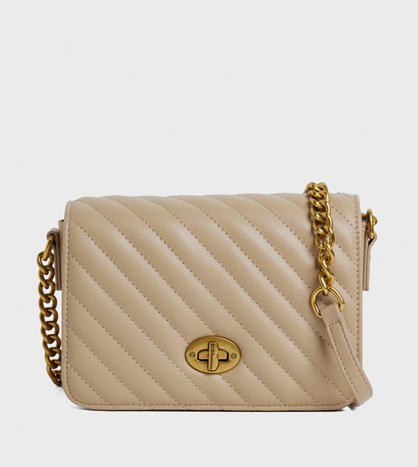 Quilted Twist Lock Shoulder Bag
