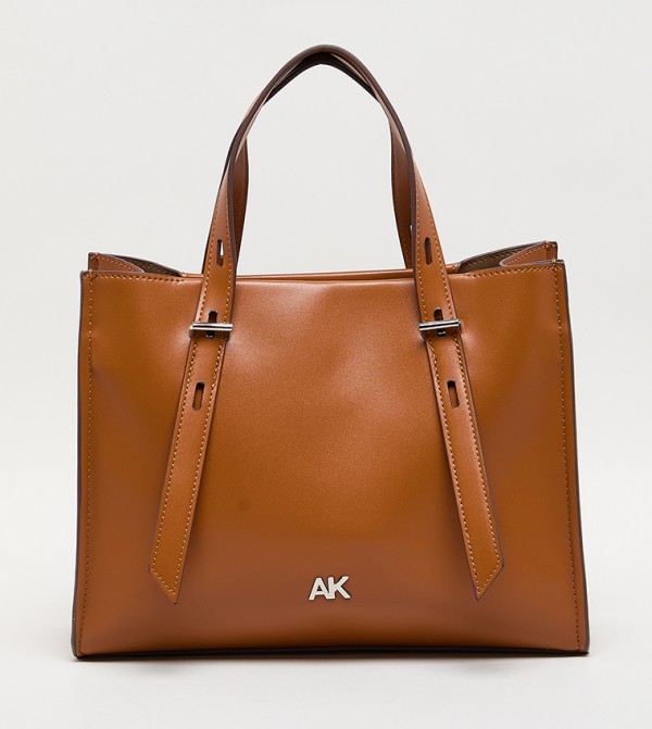 Monogram PU Zip Closure Tote Bag
