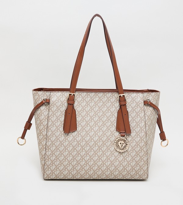 Monogram Patterned PU Tote Bag