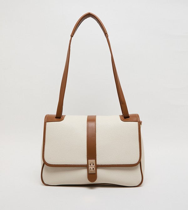 Contrast Detail PU Top Handle Bag