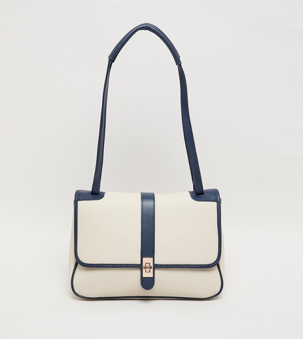 Contrast Detail PU Top Handle Bag