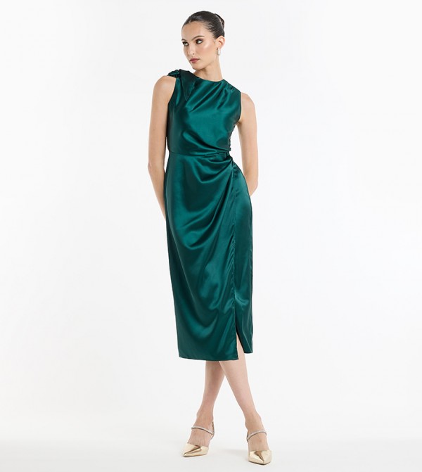 Tie Detail Wrap Midi Dress