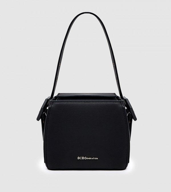 Logo Detail Genuine Leather Shoulder Bag