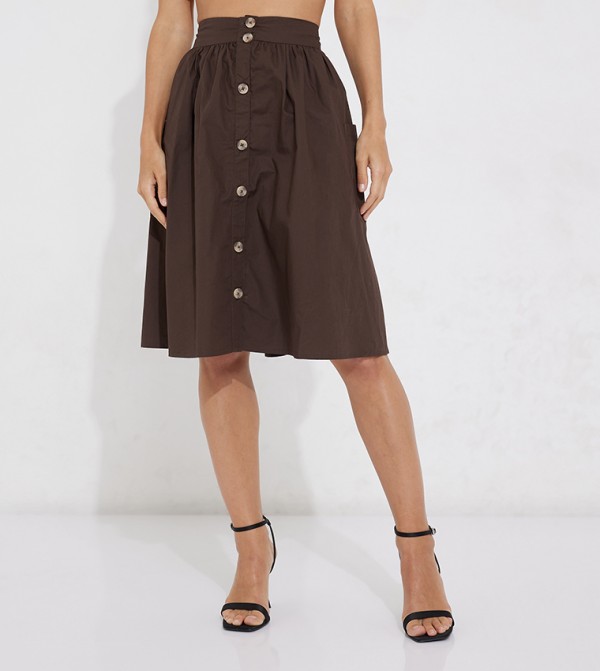 Button Fly Casual Skirt