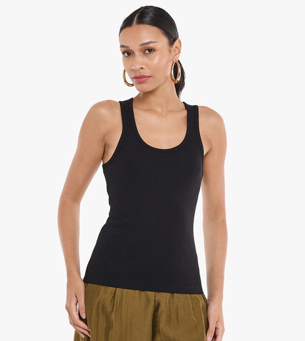 Ribbed Scoop Neck Tank Top