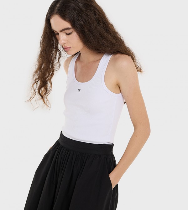 Embroidery Detail Ribbed Tank Top