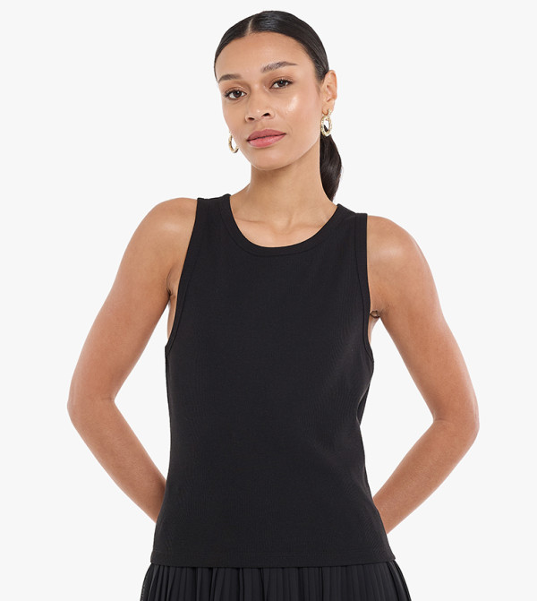 Ribbed Crew Neck Tank Top