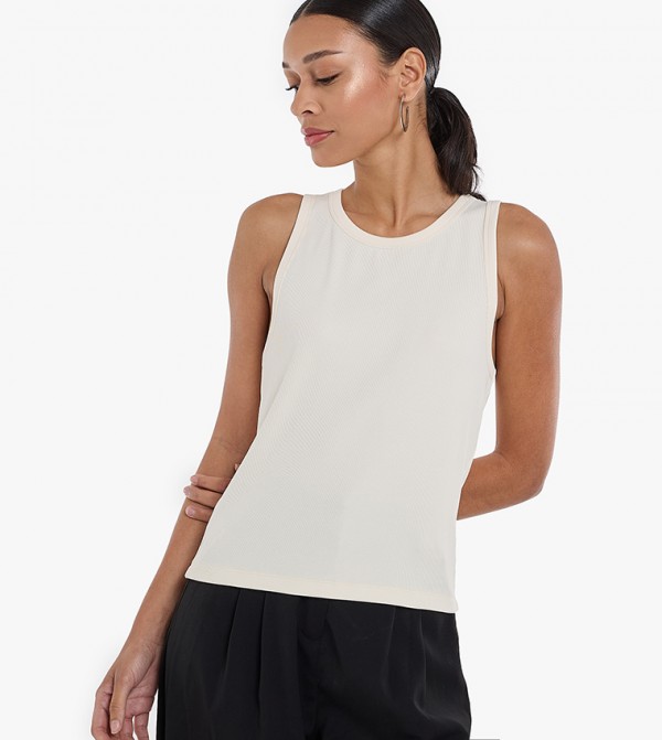 Ribbed Crew Neck Tank Top