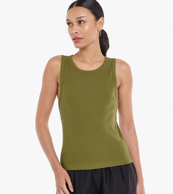 Ribbed Crew Neck Tank Top