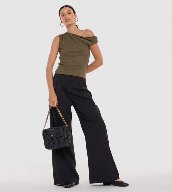 Draped Asymmetric Neck Top