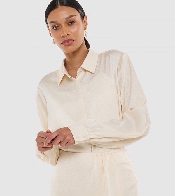 Textured Long Sleeves Oversized Shirt