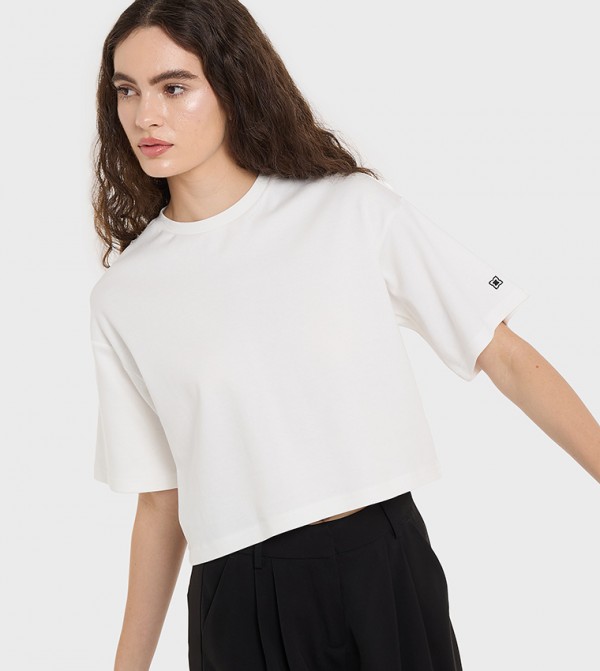 Solid Short Sleeves Crop T-Shirt
