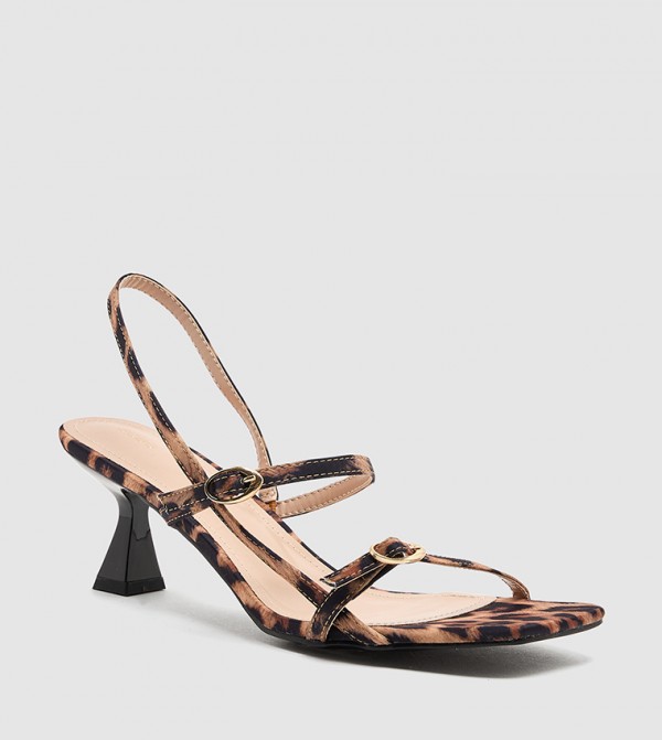 Leopard Print Slingback Stiletto Heel Sandals