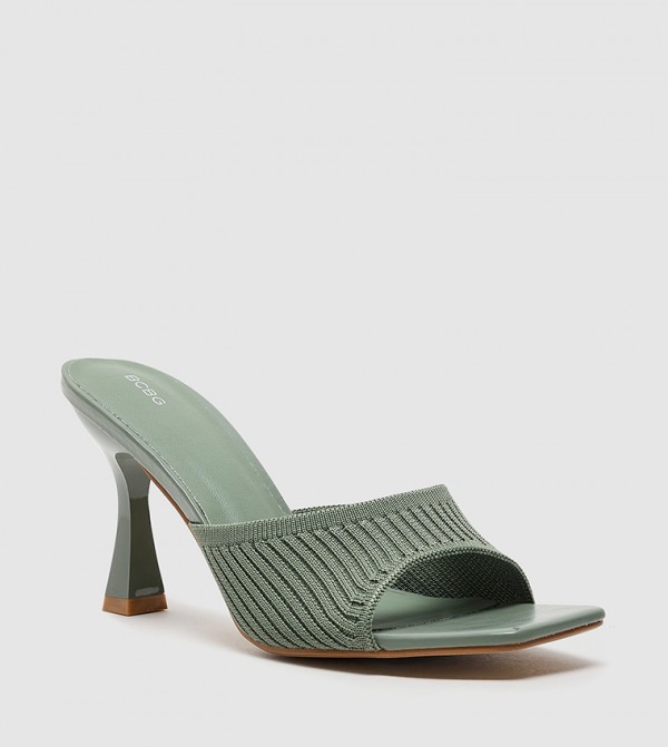 Knitted Strap Heeled Sandals